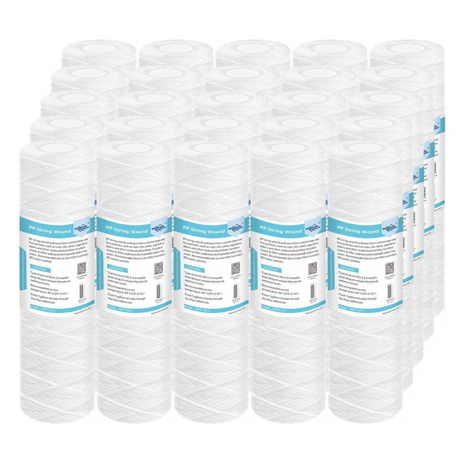 Membrane Solutions String Wound Whole House Water Filter Replacement Cartridge Universal Filter Reduces Sediment, Dirt, Rust and Particles
