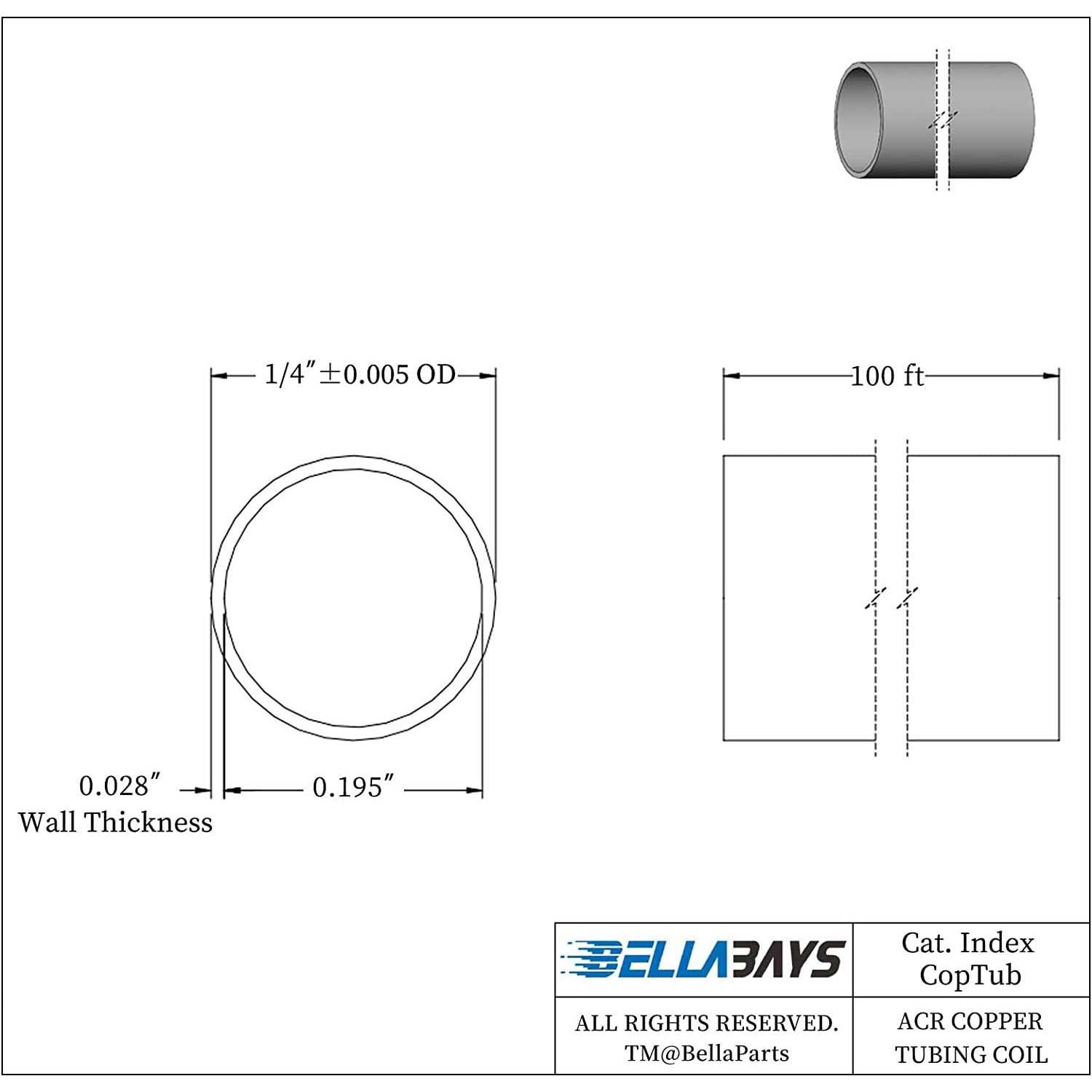 BELLA BAYS 99.9% C12200 Copper Tubing OD x ID x - Image 4