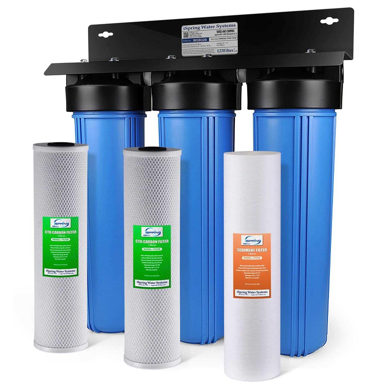 iSpring 3-Stage Whole House Water Filtration System w Sediment, Carbon Block and