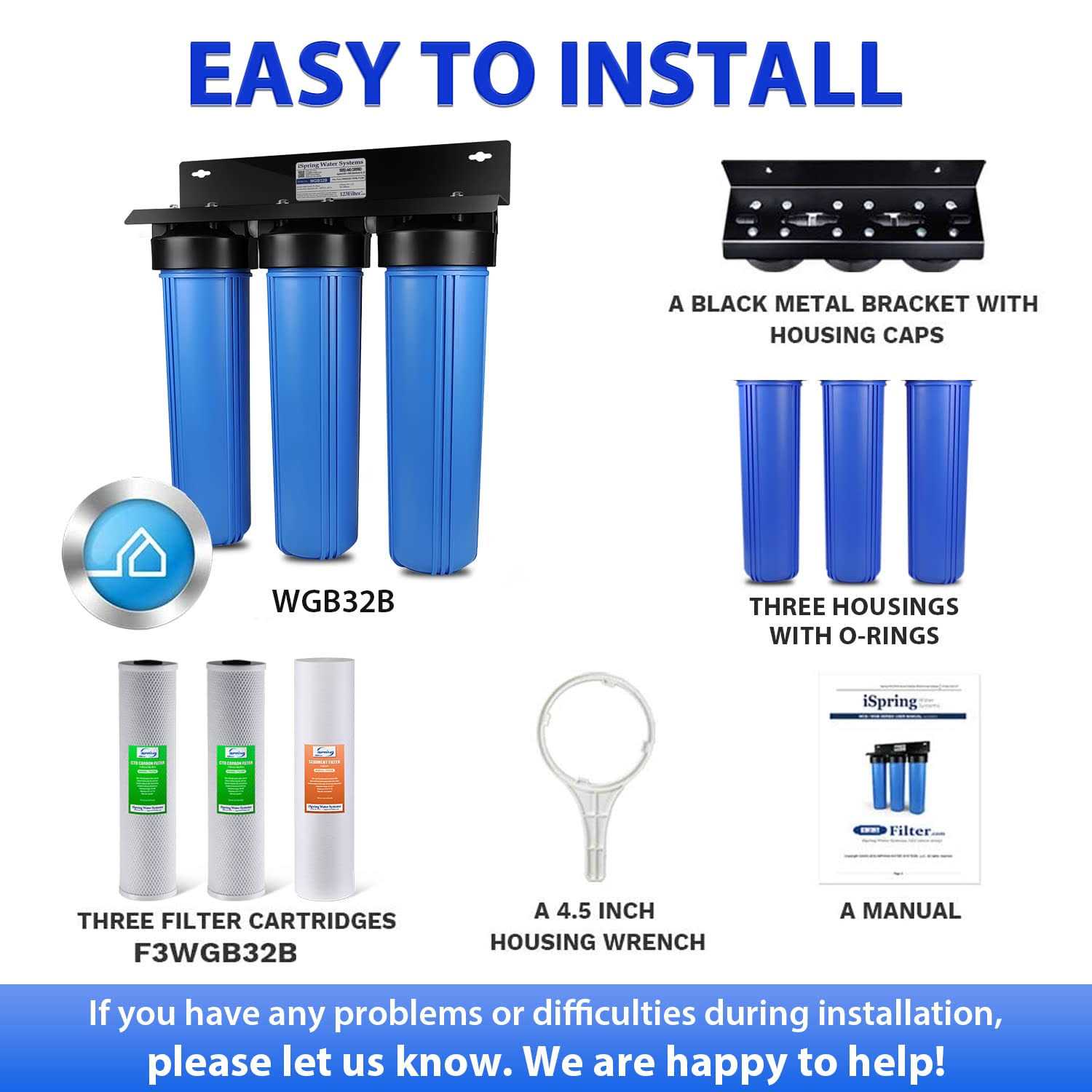 iSpring 3-Stage Whole House Water Filtration System w Sediment, Carbon Block and - Image 5