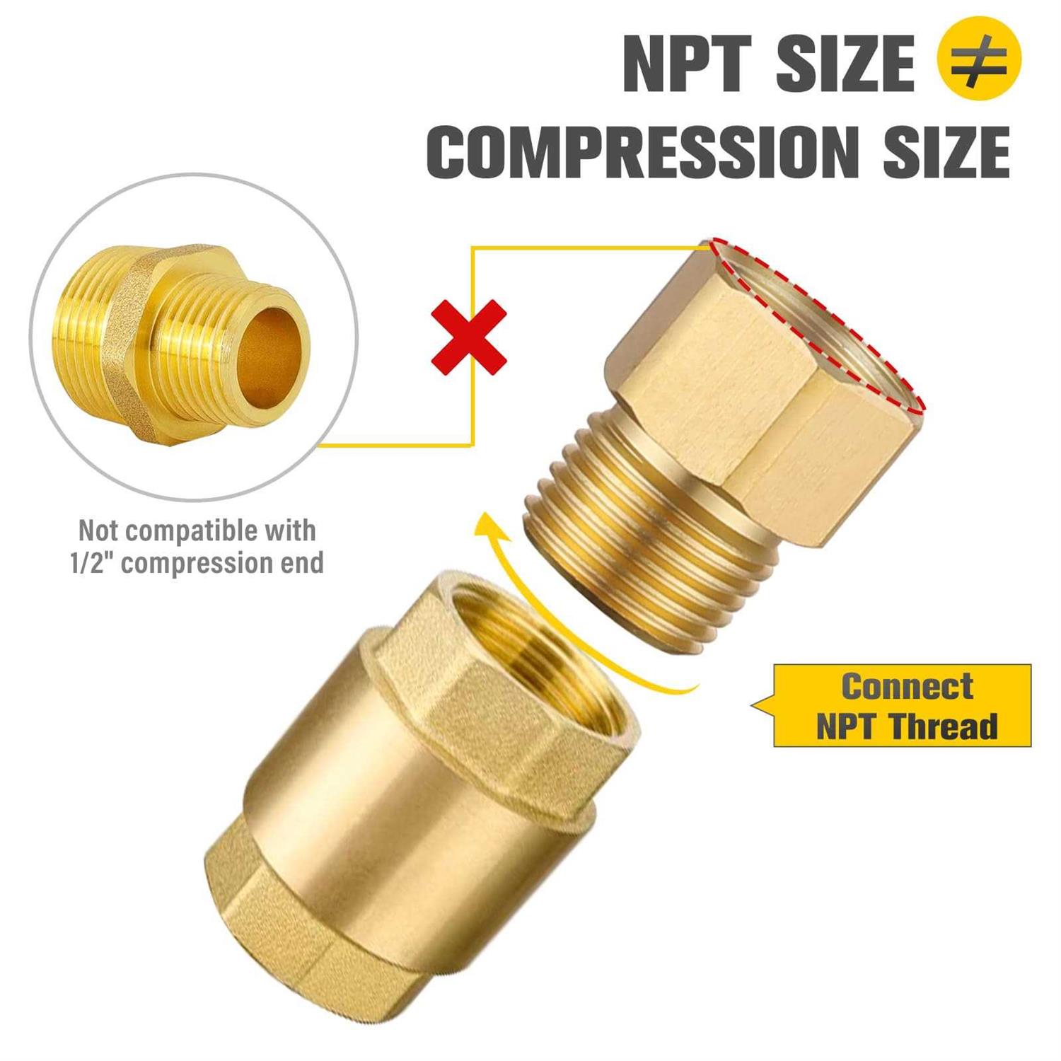 APLWY 1/2 Female NPT x 1/2 Male NPT Brass Pipe Fitting Reducer Adapter - Image 4