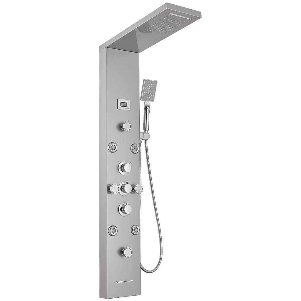 BWE 8-jet Rainfall Shower Tower Shower Panel System with Rainfall Waterfall Shower Head and Shower Wand YTP07-BNC