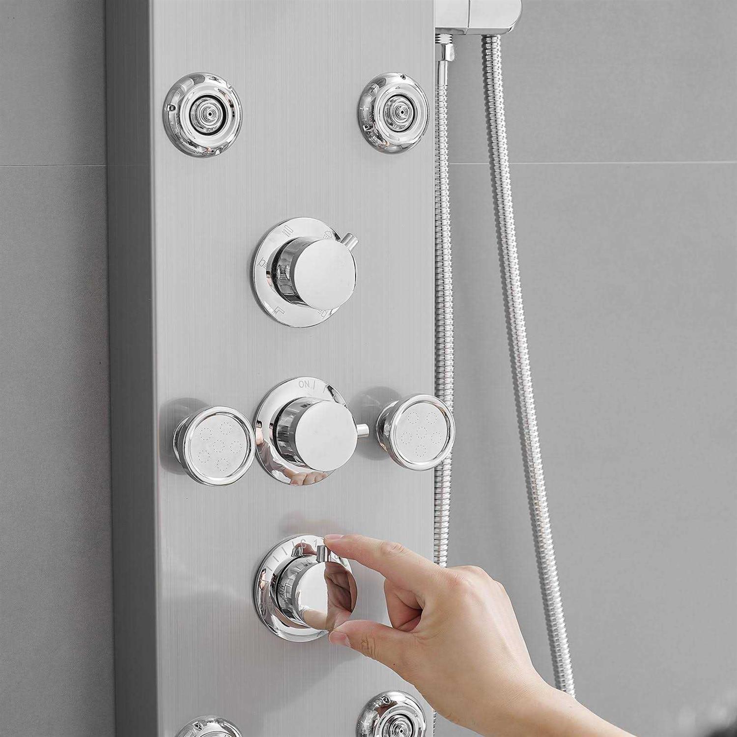 BWE 8-jet Rainfall Shower Tower Shower Panel System with Rainfall Waterfall Shower Head and Shower Wand YTP07-BNC - Image 2