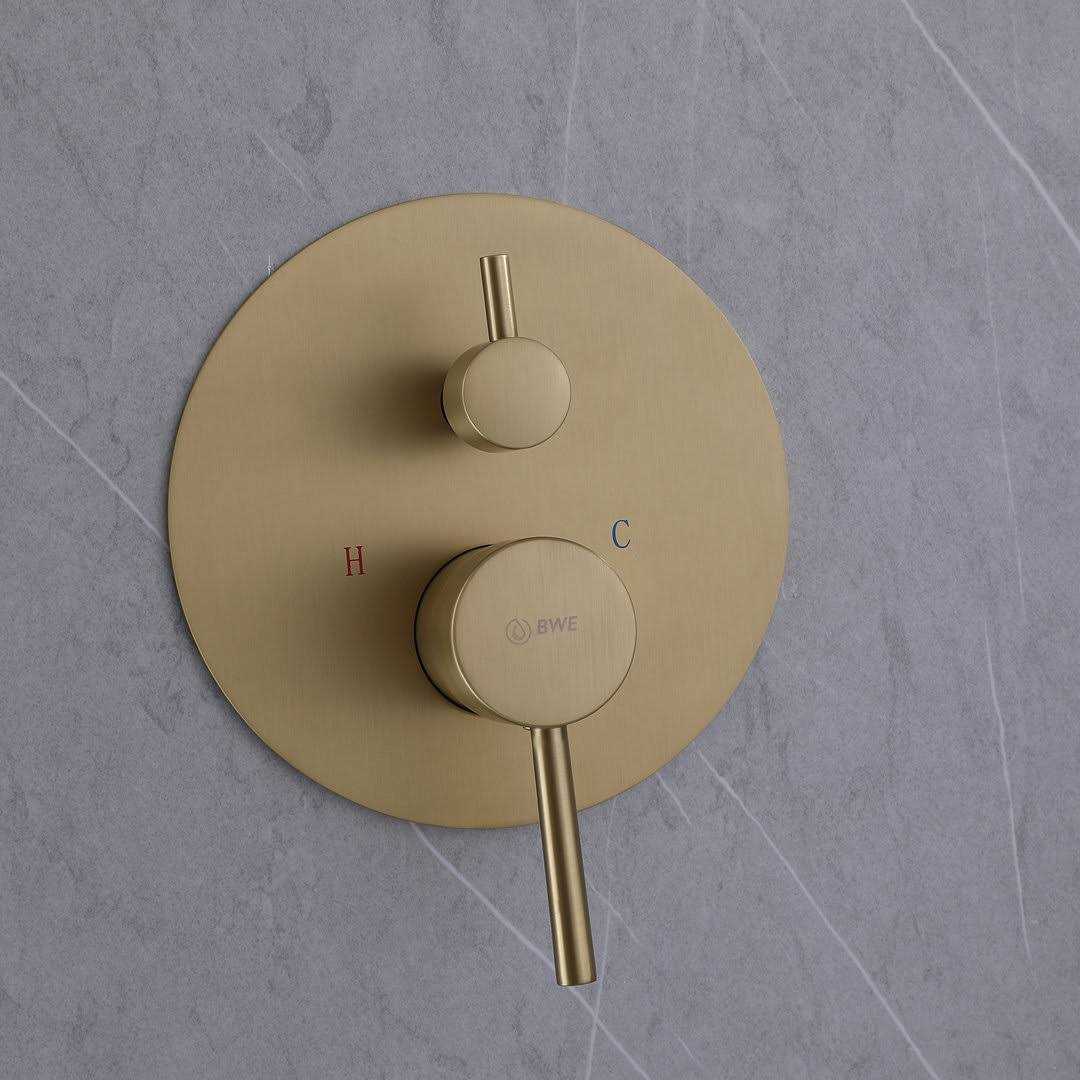 BWE 1-Handle 2-Spray Rain Shower Faucet and Hand Shower Combo Kit in Brushed Gold 8002-BG - Image 3