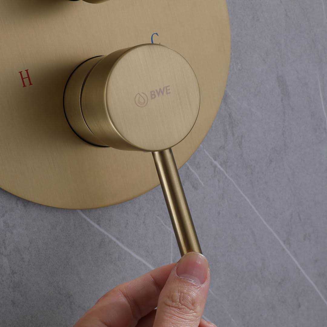 BWE 1-Handle 2-Spray Rain Shower Faucet and Hand Shower Combo Kit in Brushed Gold 8002-BG - Image 5