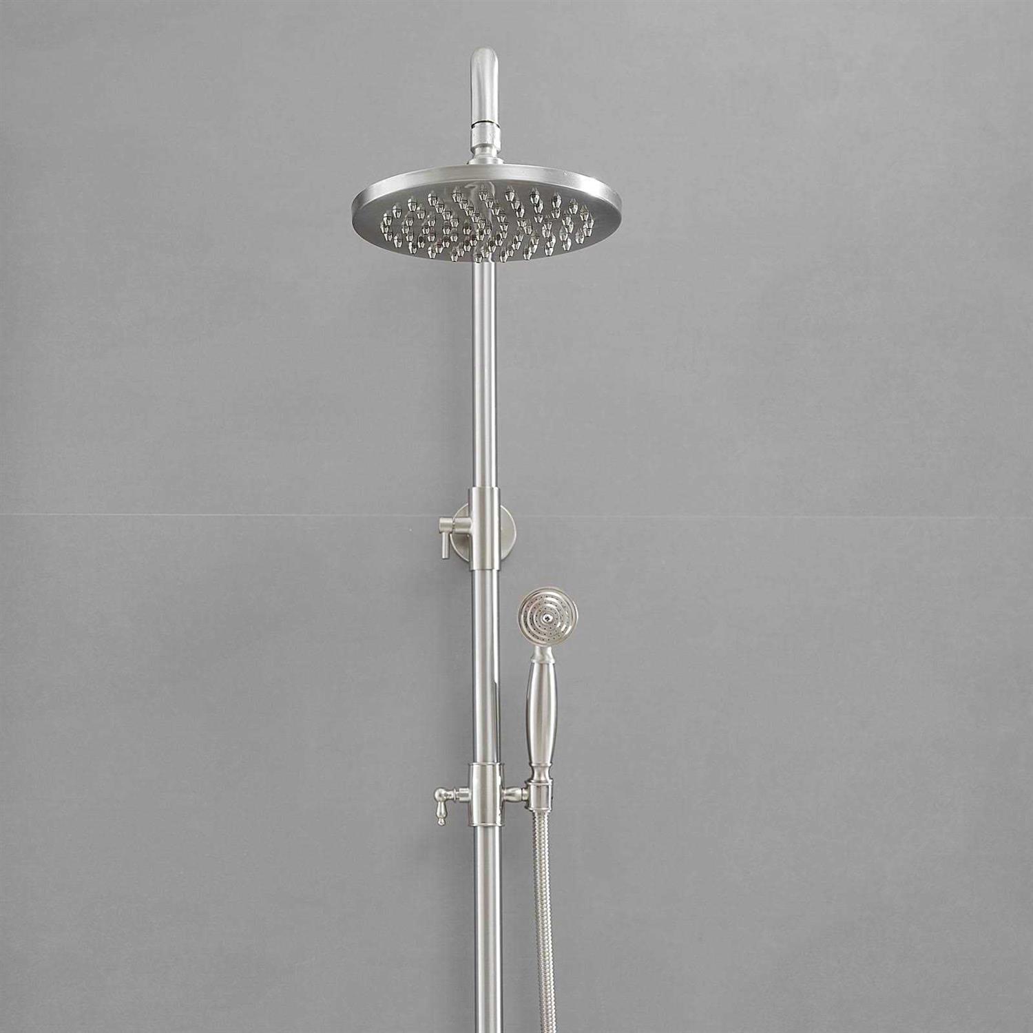 BWE 1-spray Bathroom Outdoor Wall Bar Shower Kit with Tub Faucet and Double Cross Handle - Image 4