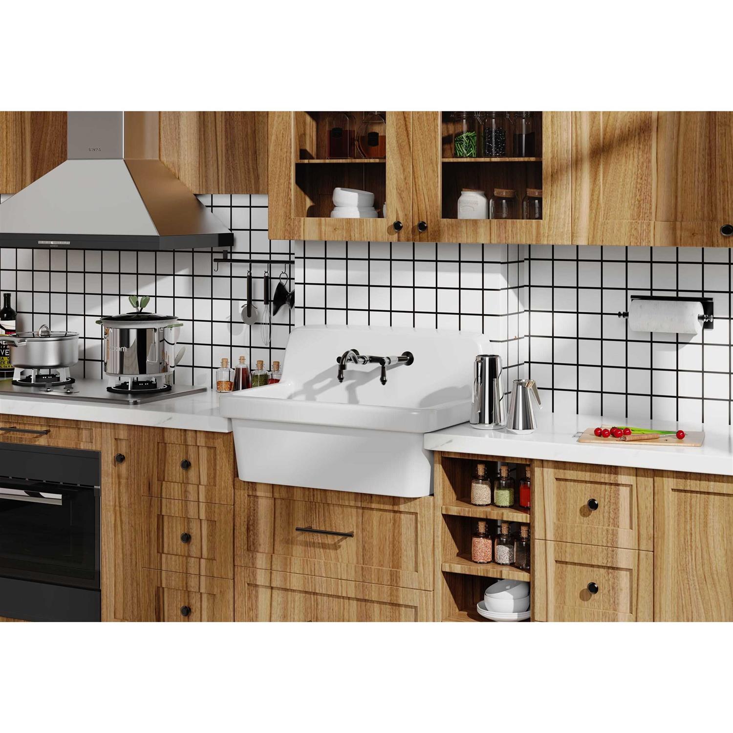 Ellai 30 Inch White Wall Mount Utility Sink High Back Wall Mounted Ceramic Laundry Tub 15 Gallon Slop Sink for Laundry Room MC-3019 - Image 2