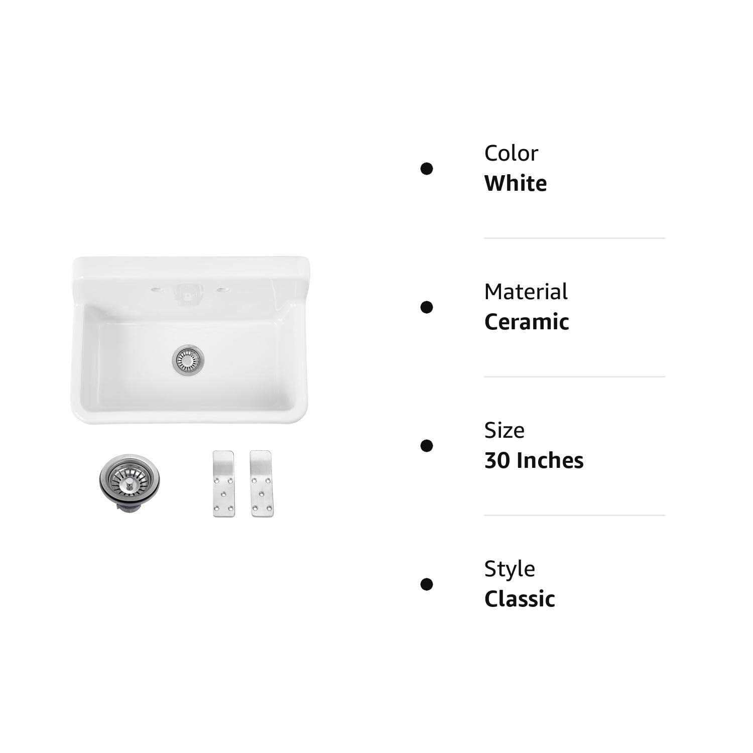 Ellai 30 Inch White Wall Mount Utility Sink High Back Wall Mounted Ceramic Laundry Tub 15 Gallon Slop Sink for Laundry Room MC-3019 - Image 5