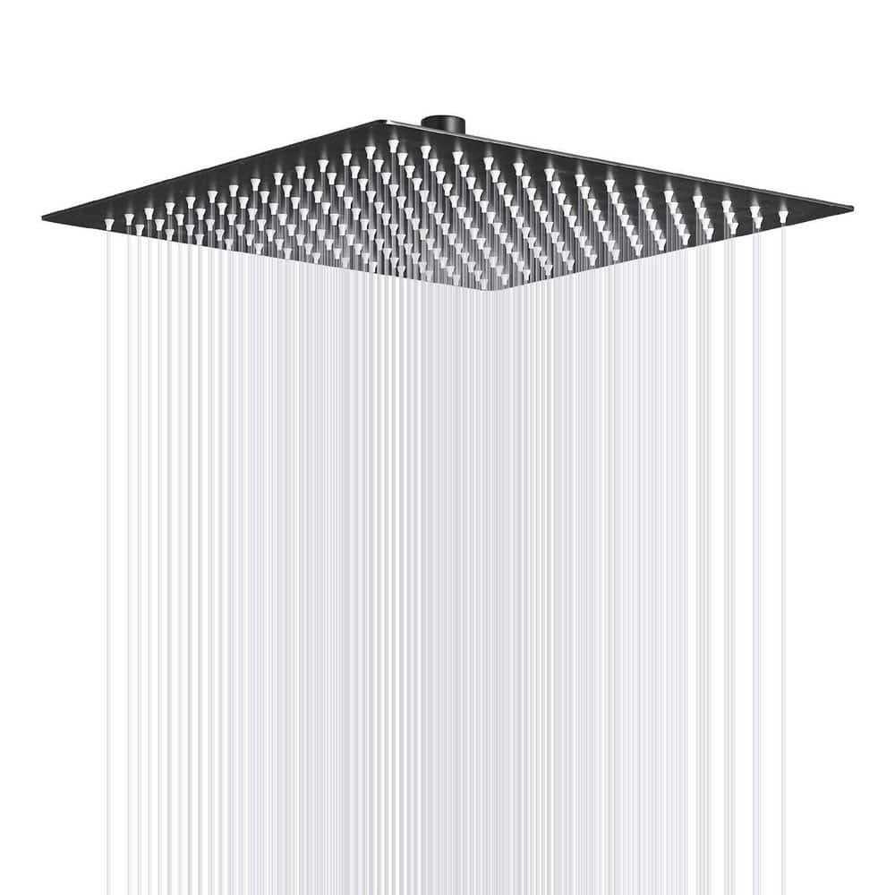 BWE 1-spray 10 in. Single Wall Mount Square Fixed Rain Shower Head in Matte