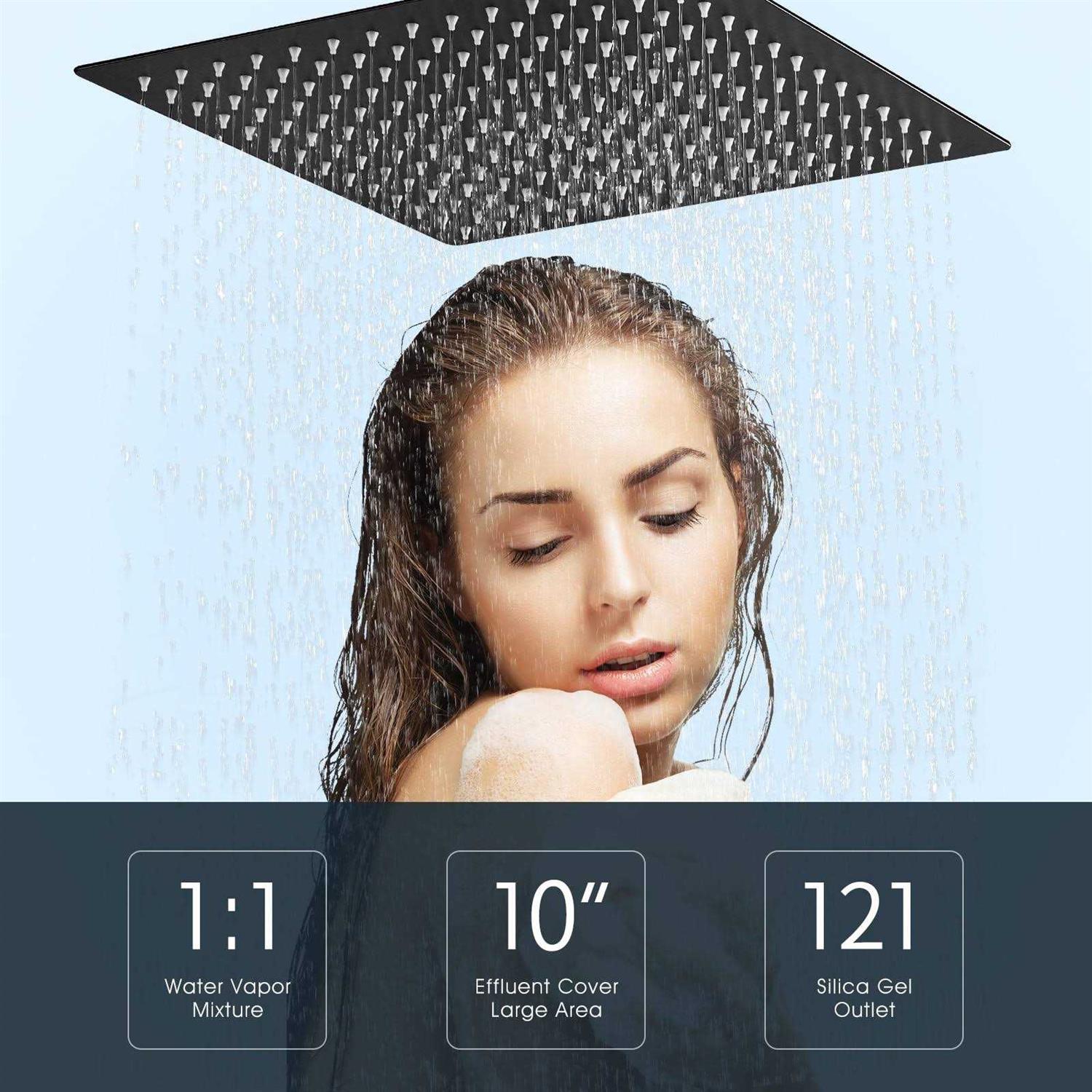 BWE 1-spray 10 in. Single Wall Mount Square Fixed Rain Shower Head in Matte - Image 2