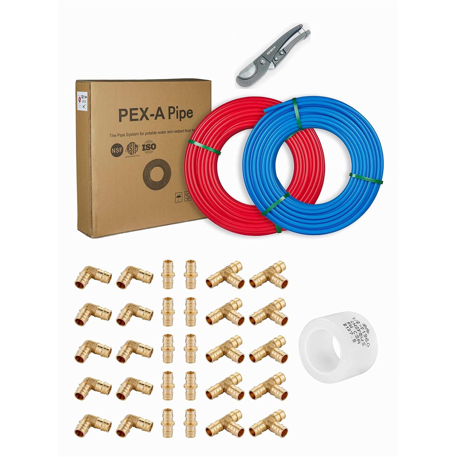 EFIELD 3/4-inch Pex-A Tubing/Pipe 2 x100 ft Red & Blue