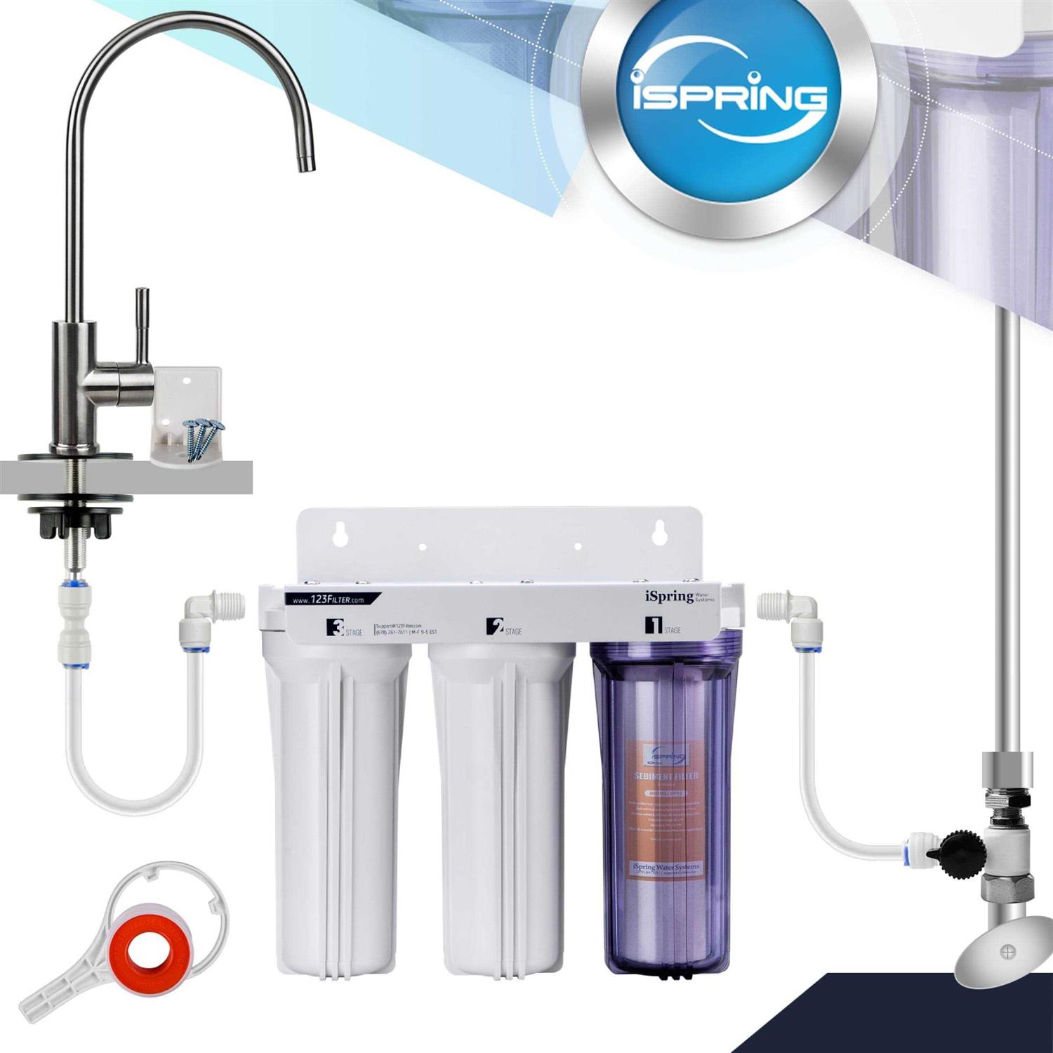 iSpring US31 3-Stage Under Sink Tankless Drinking Water Filtration System-Includes Sediment - Image 3