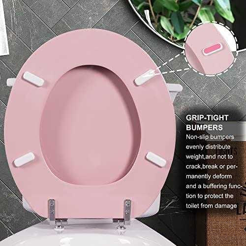 Angol Shiold Round Toilet Seat Natural Wood Toilet Seat with Zinc Alloy Hinges - Image 3