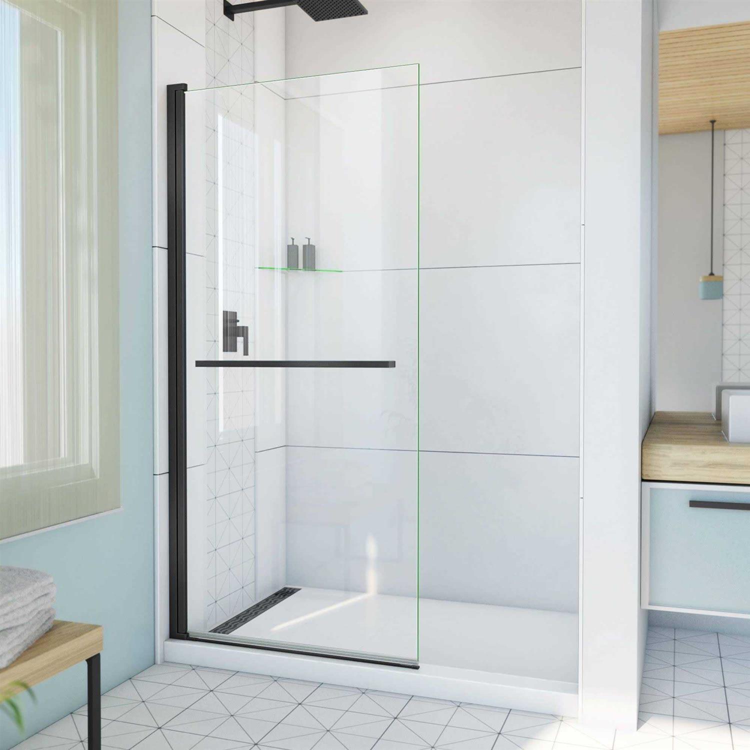 DreamLine SD-373472Q-09 Aqua-Q Swing 33 1/2 in. W x 72 in. H Frameless Shower Door in Satin