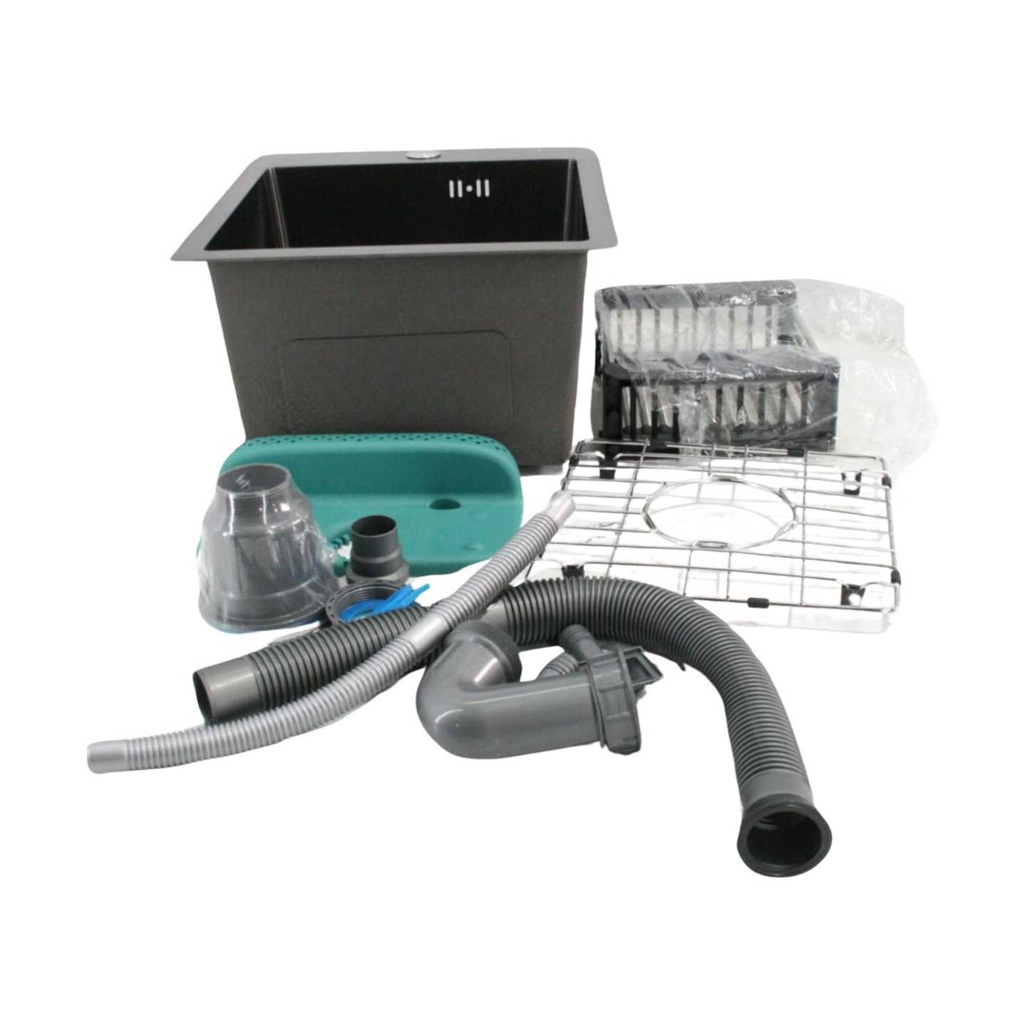 Koardink Black Kitchen Sink Stainless Steel Topmount Bar Sink 15x17x9 inch Single Bowl Drop in Kitchen Sink Combo-Stainless Steel Sink Grid,Drain Basket - Image 4