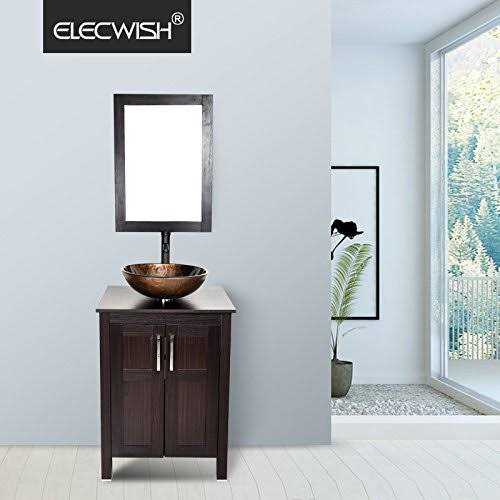 Elecwish Bathroom Vessel Sink with Faucet Mounting Ring and Pop Up Drain 16.5 inch Tempered Glass Basin - Image 3