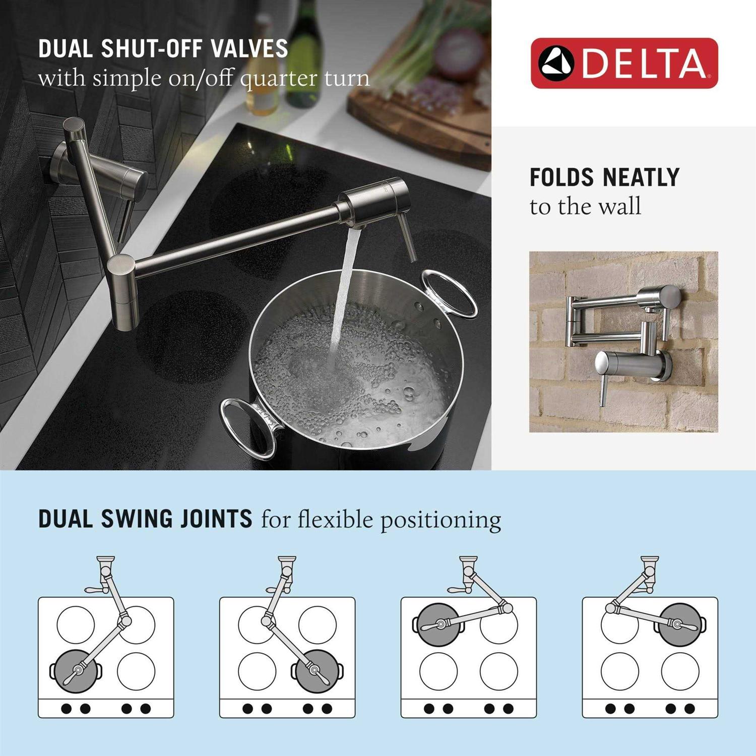 Delta Contemporary Wall Mount Pot Filler 1165LF - Image 3