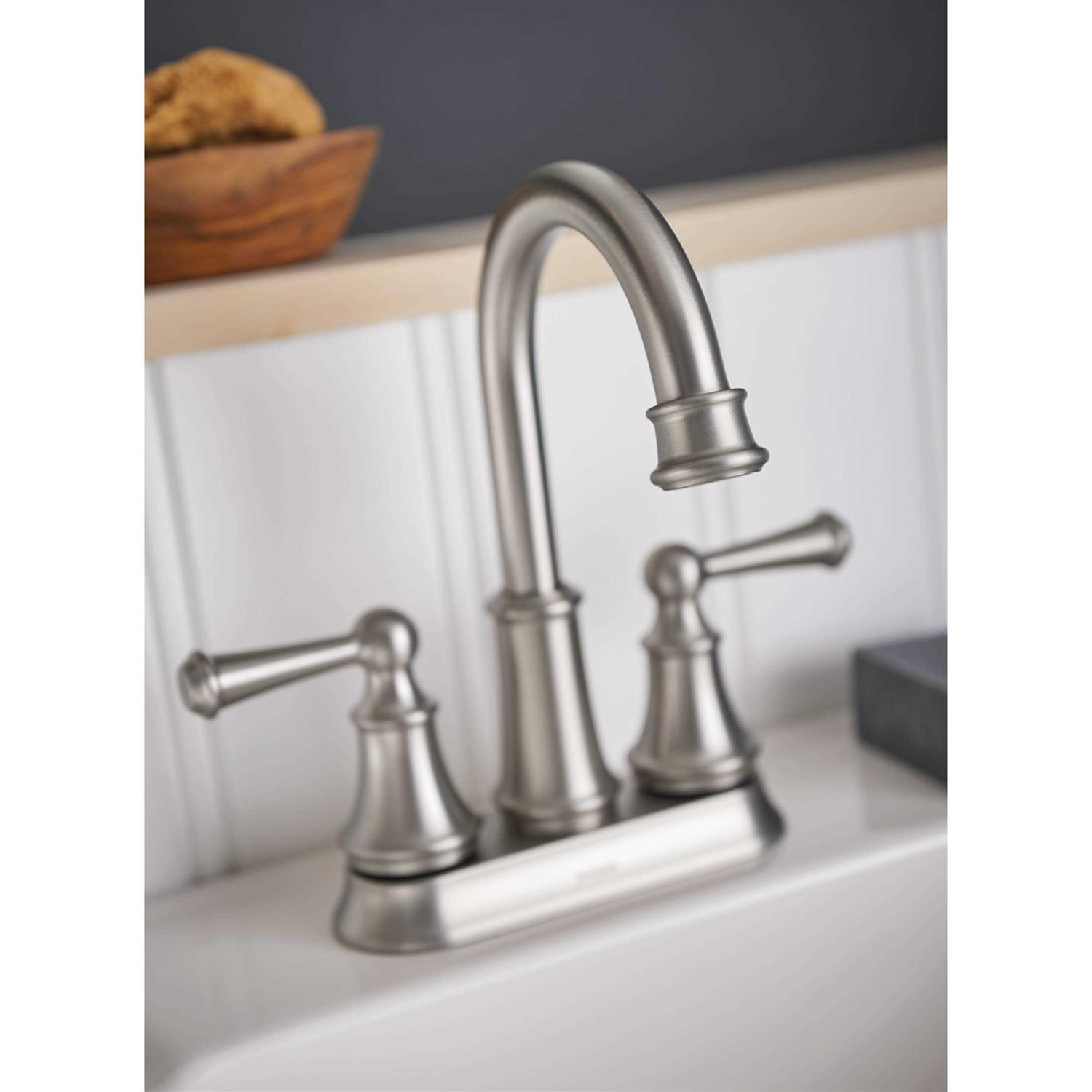 Moen Brecklyn 4 in. Centerset 2-Handle Bathroom Faucet in Spot Resist Brushed Nickel - Image 2
