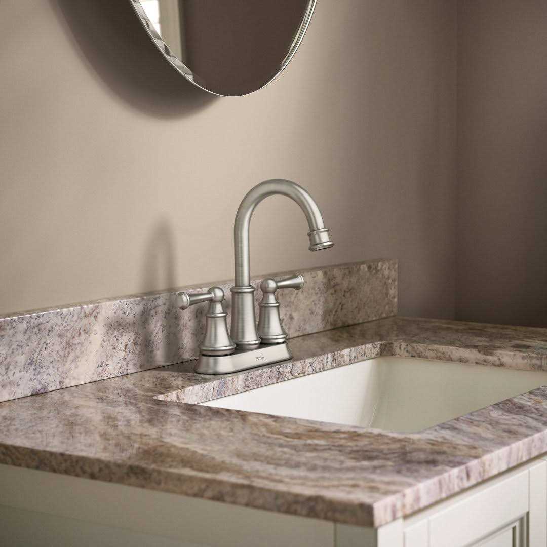 Moen Brecklyn 4 in. Centerset 2-Handle Bathroom Faucet in Spot Resist Brushed Nickel - Image 4