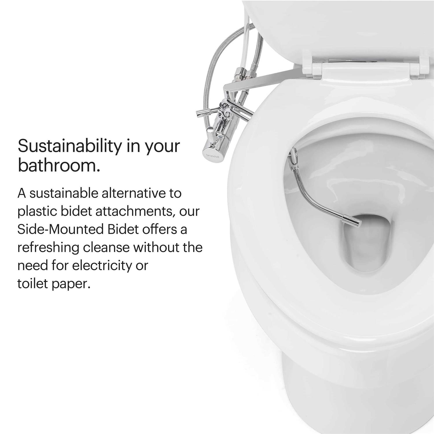Brondell Side-Mounted All Metal Attachable Bidet with Adjustable Spray Wand - Image 4