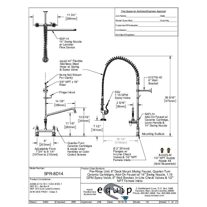 T S Brass 5PR-8D14 Equip Pre-Rinse Unit - Image 3