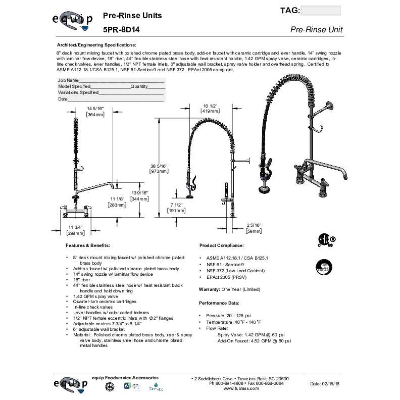 T S Brass 5PR-8D14 Equip Pre-Rinse Unit - Image 5