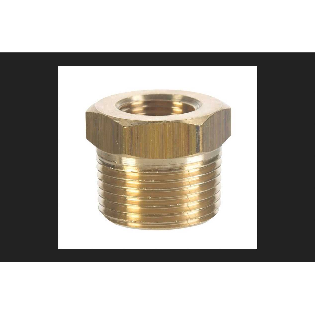 JMF Company 1/2 MPT x 3/8 FPT Yellow Brass Hex Bushing - Image 3