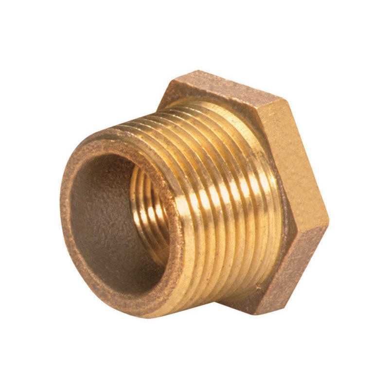 JMF Company 1/2 MPT x 3/8 FPT Yellow Brass Hex Bushing - Image 4