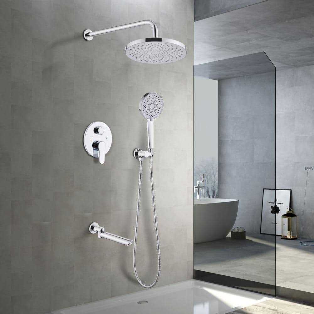 ELLO&ALLO 2-Handle 2-Spray Handheld Tub and Shower Faucet with 8 in. Shower Head Combo