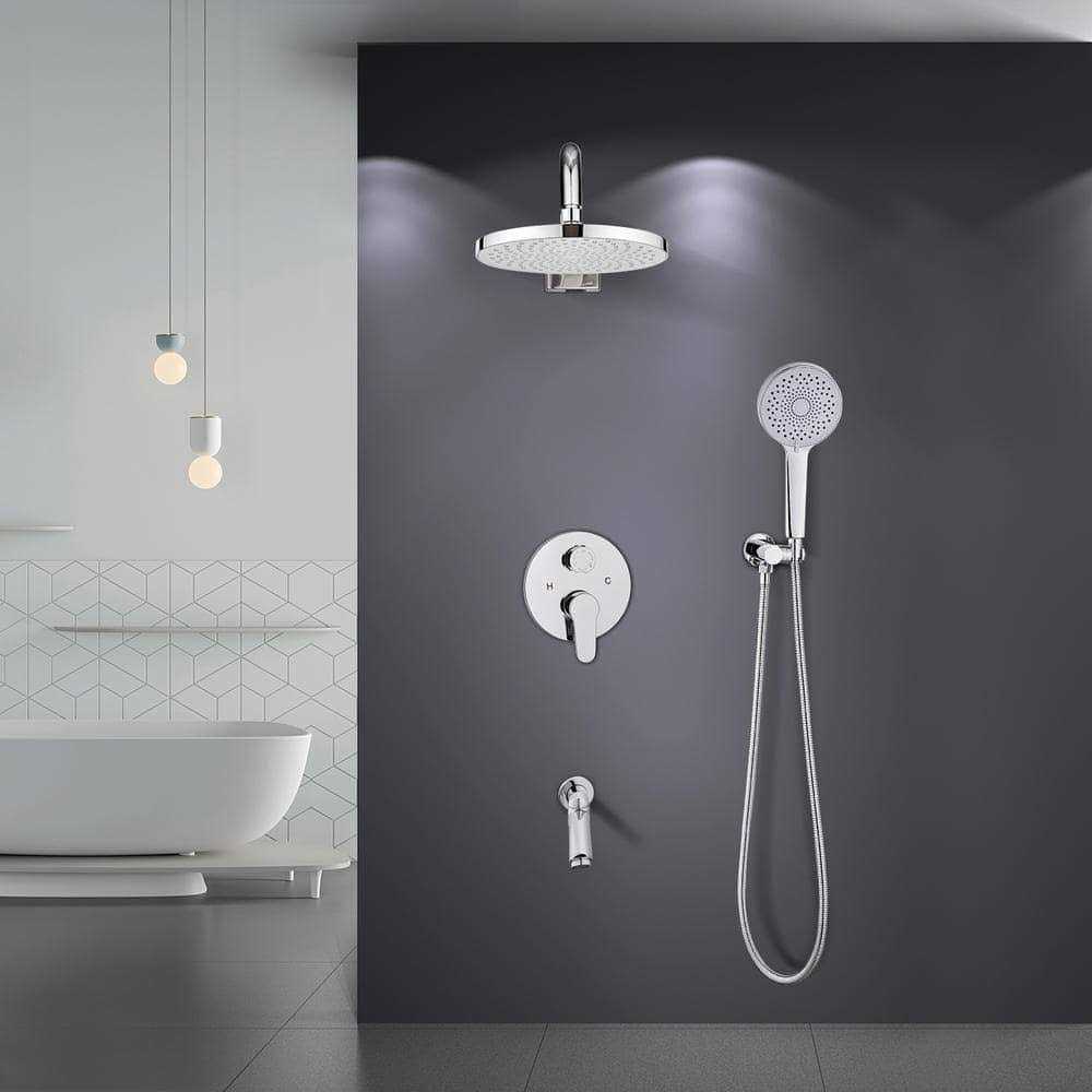 ELLO&ALLO 2-Handle 2-Spray Handheld Tub and Shower Faucet with 8 in. Shower Head Combo - Image 3